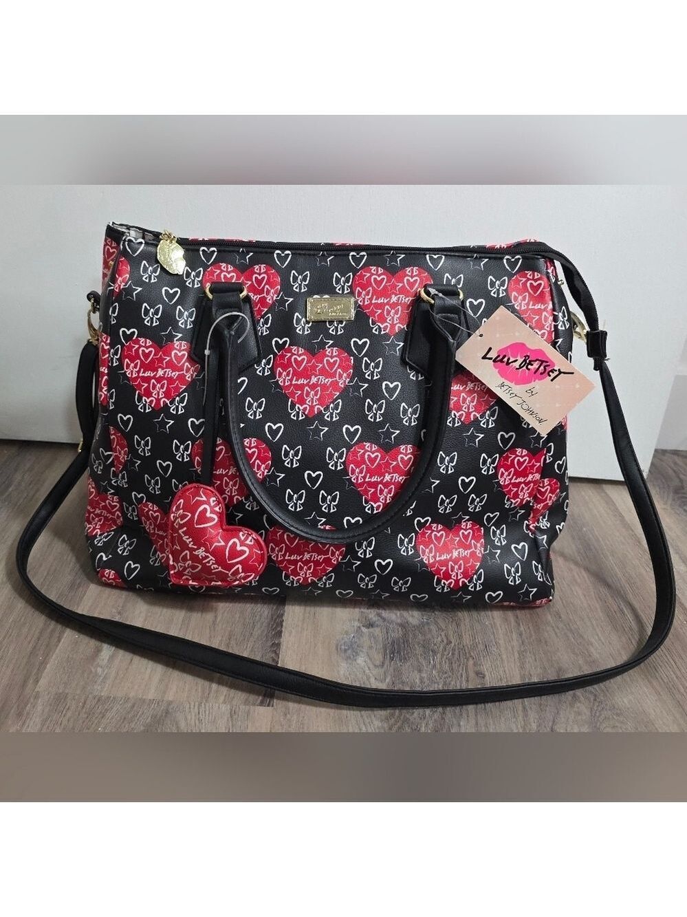 Luv Betsey by Betsey Johnson Heart Print Satchel Bag - New With Tag